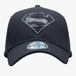 DC Comics Superman All Black Rubber Logo Baseball Cap Black OS NWT